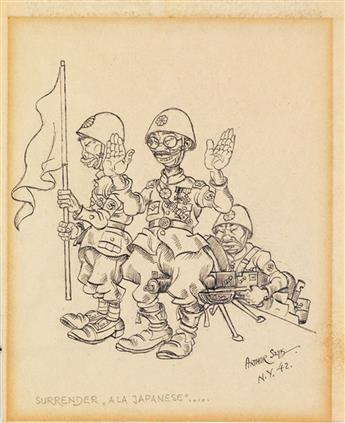 (CARTOONS / WWII / JAPAN.) ARTHUR SZYK. Surrender `a la Japanese.